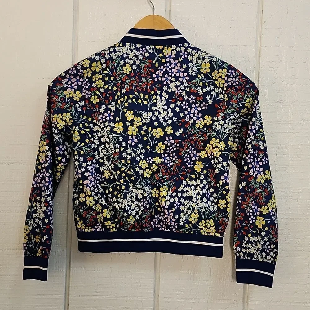 GAP KIDS Girl's Floral Bomber Jacket Smooth Weave Light-weight Medium - Picture 5 of 11